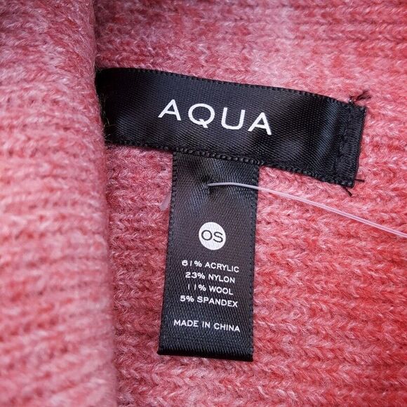 AQUA Beanie Hat Womens Red Ombre Stripe Space Dye Ribbed Cuff Stretch $68 - Picture 5 of 5